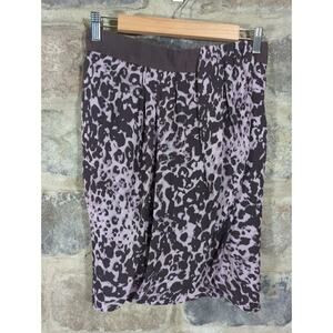 Worth Skirt‎ Woman's 4 Purple Brown 100% Silk NEW Drape Front Animal Print